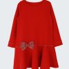 Рокля с панделка на каре е ватирана рокля с дълги ръкави, които завършват с маншети. Роклята е в червен цвят с волан, кариран кант и панделка от каре, Момичета 2 - 10 години, Zinc