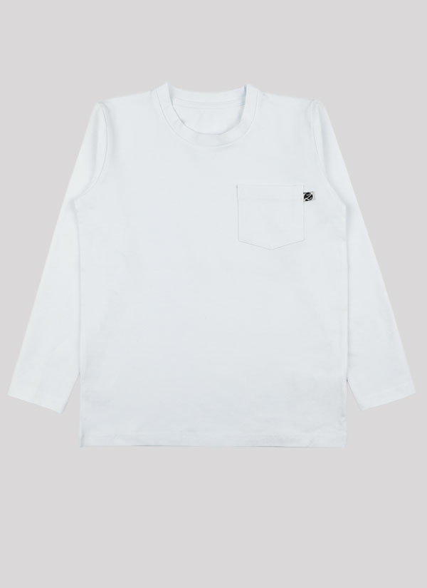 Блуза с джоб е изчистен класически модел блуза с дълъг ръкав и малък джоб в бял цвят, Момчета 2 - 12 години, Zinc