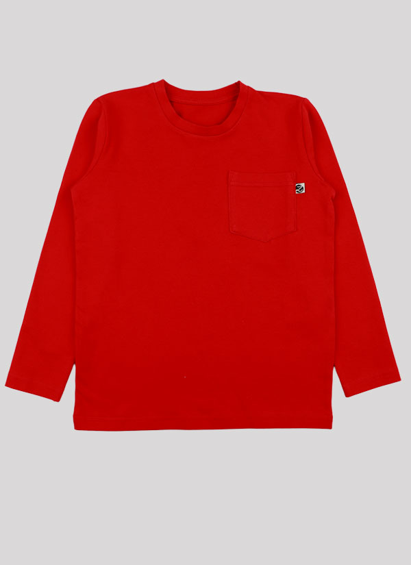 Блуза с джоб е изчистен класически модел блуза с дълъг ръкав и малък джоб в червен цвят, Момчета 2 - 12 години, Zinc