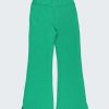 Клин-панталон с клоширани крачоли е класически клин-панталон с имитация на джобове отпред и два джоба отзад с разширяващи се от коляното крачоли с малка цепка от едната страна в цвят зелен, Момичета 6 - 13 години, Zinc