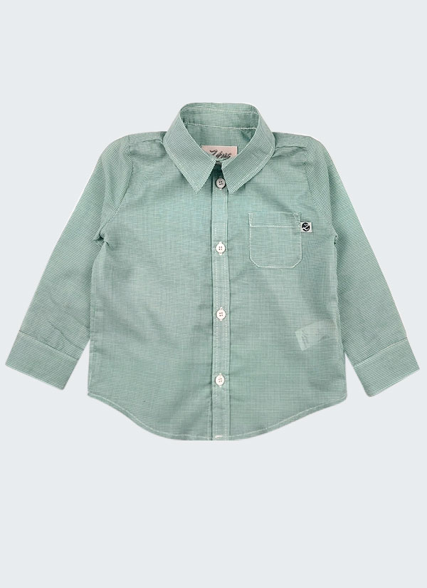 К-т риза, елек, панталон и папийонка от класическа риза с дълъг ръкав в цвят зелено каре, класически елек с имитация на джоб съчетан с панталон от мек плат с регулираща се талия със скрит ластик и папийонка в бежов цвят, Момчета 2 - 6 г. Zinc - ризата от комплекта