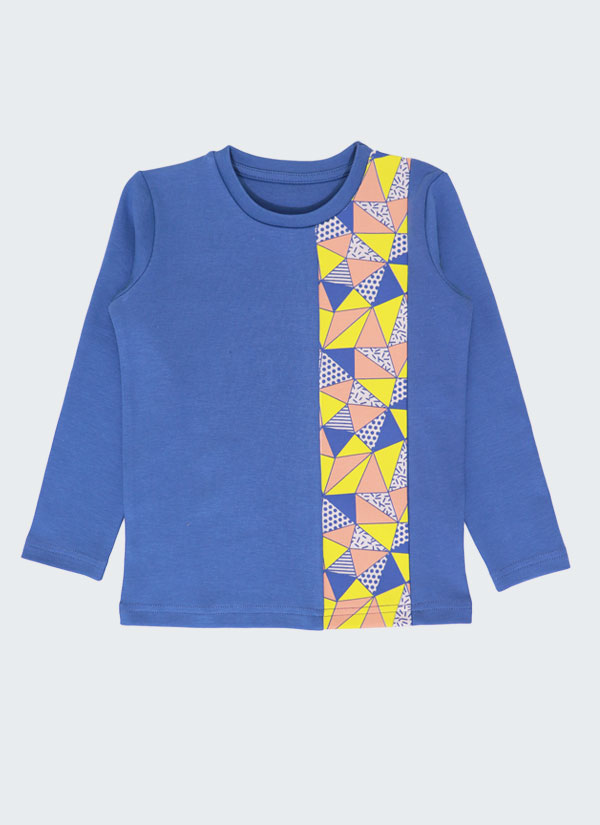 Блуза "Без гравитация" е класическа блуза с принт на графични елементи в цвят джинс, Момчета 2 - 5 години, Zinc