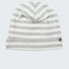 Тънка шапка за преходните сезони е класическа шапка с малка емблема в бял цвят бял с сиво райе, Момчета 0 - 12 години, Zinc