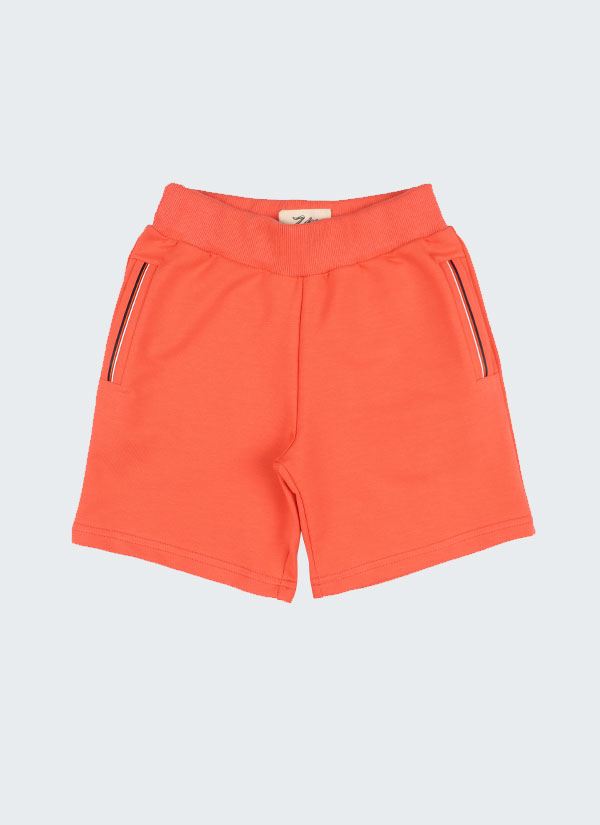 Къс панталон с цветни ленти на джобовете в цвят корал. Панталонът е с два странични и един заден джоб с цветни ленти по тях, Момчета 2 - 10 години, Zinc