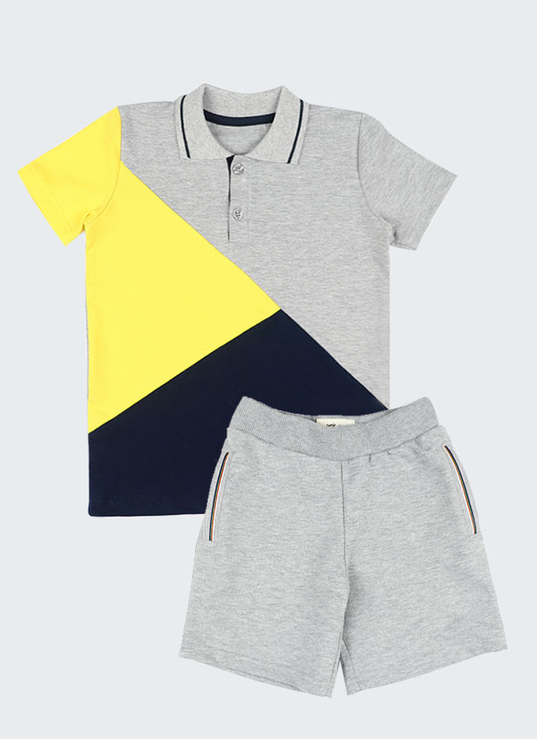 Спортна риза и къс панталон с цветни ленти е комплект от сертифициран памук, OEKO-TEX Standard 100. Цветни детски дрехи ☆ ZINC ☆ Поръчайте онлайн