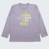 Блуза с принт "Think outside the box" е с класическа кройка, подгъв на ръкавите и талията в сив цвят, Момчета 3 - 12 години, Zinc
