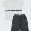 K-т тениска с качулка и къси панталони включва тениска с качулка с голям джоб отпред и лента Zinc и класически къси панталони със странични външни джобове в цвят бял меланж, Момчета 2 - 12 години, Zinc