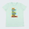 Тениска с цветен принт в млечна мента е с класическа кройка и послание "Прави повече от това, което те прави щастлив", Момчета 3 - 10 години, Zinc