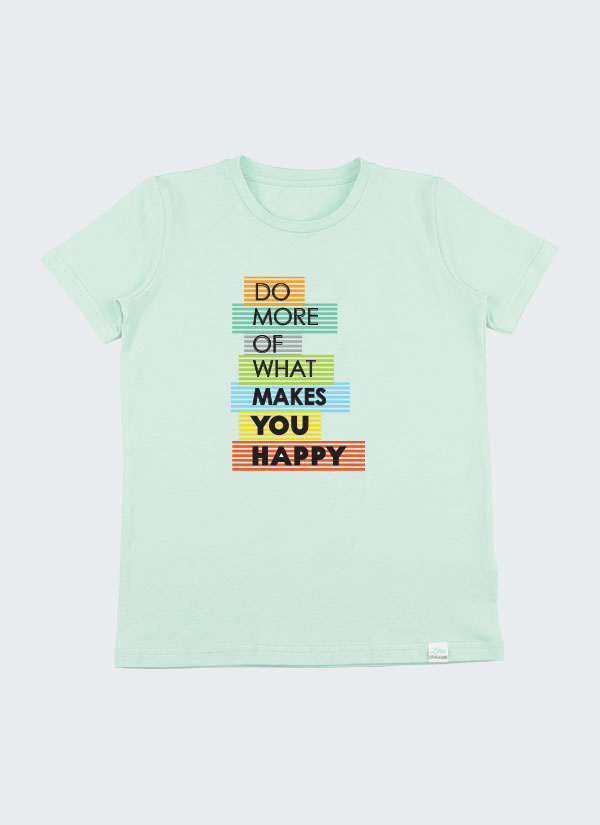 Тениска с цветен принт в млечна мента е с класическа кройка и послание "Прави повече от това, което те прави щастлив", Момчета 3 - 10 години, Zinc